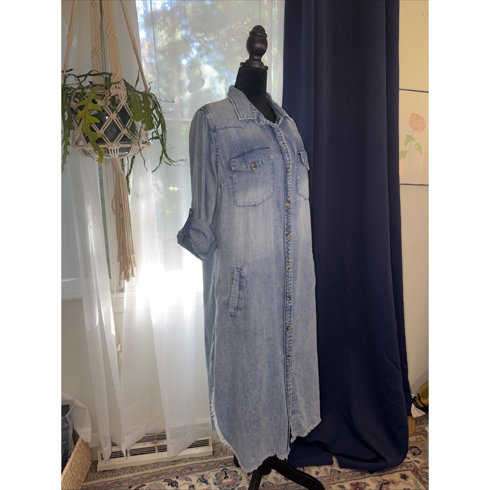 Billy T Women's  Denim Long Sleeve Shirt  Dress Country Festival Wear SzM